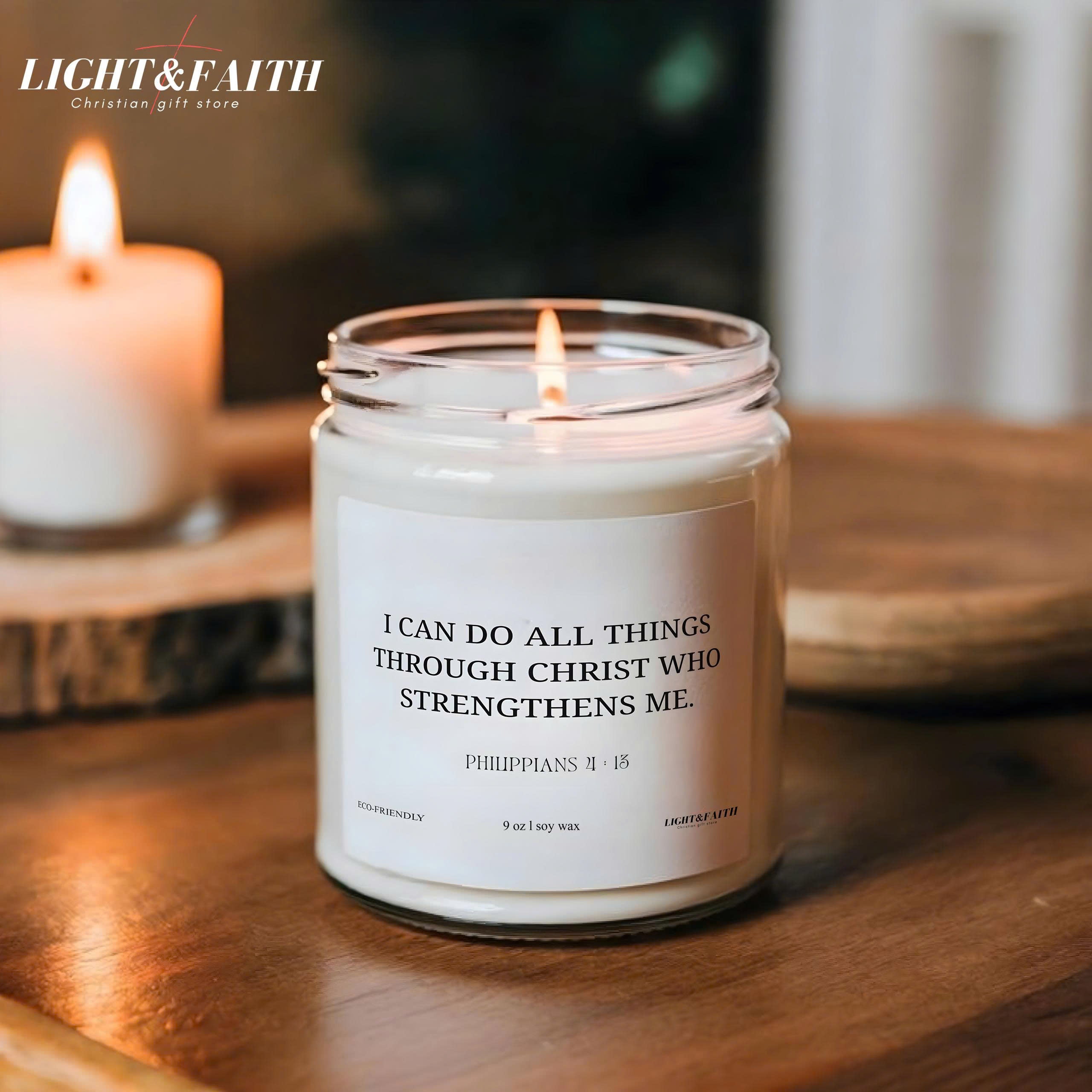 Candle Prayer Space Christian Home Decor Faith Based Gift Philippians 4:13 Scripture, Can Do All Things Through Christ Who Strengthens Me, Chirstmas Gitfs CDLAF14